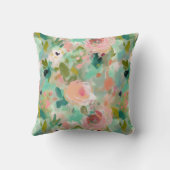 ピンクグリーン絵画抽象芸術の花柄 クッション (裏面)