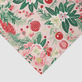 ピンクグリーン花模様レトロクリスマス 薄葉紙 (詳細)