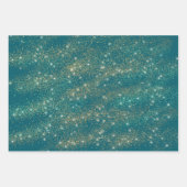 ピンクグリーン金ゴールドグリッタークリスマス ラッピングペーパーシート (正面3)