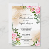 ピンクグリーン金ゴールドフローラエレガントブライダルシャワー 招待状 (正面)