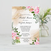 ピンクグリーン金ゴールドフローラエレガントブライダルシャワー 招待状 (スタンド正面)