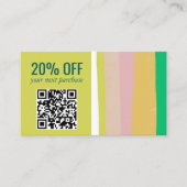 ピンクグリーン金ゴールドミニマストライプリストシンプルQRコード 割引カード (正面)