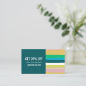 ピンクグリーン金ゴールドミニマルストライプリストアイコン手作り 割引カード (スタンド正面)