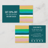 ピンクグリーン金ゴールドミニマルストライプリストアイコン手作り 割引カード (正面/裏面)