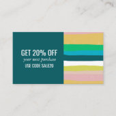 ピンクグリーン金ゴールドミニマルストライプリストアイコン手作り 割引カード (正面)