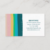 ピンクグリーン金ゴールドミニマルストライプリスト手作り 名刺 (裏面)