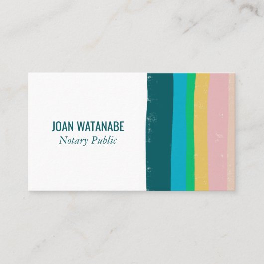 ピンクグリーン金ゴールドミニマルストライプリスト手作り 名刺 (正面)