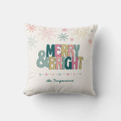 ピンクグリーン金ゴールドメリーレトロブライトスノーフレーク名 クッション (正面)