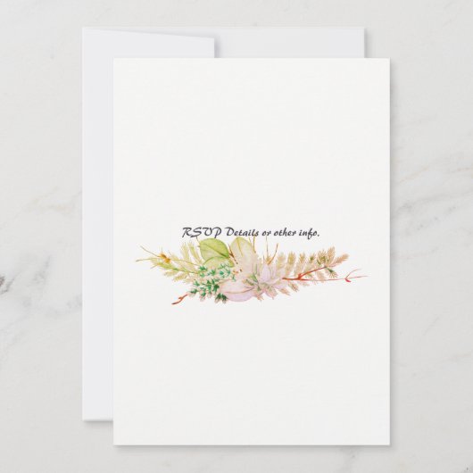 ピンクグリーン金ゴールドロマンチック多肉性ブライダルシャワー 招待状 (裏面)