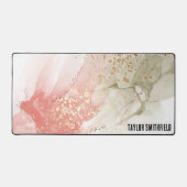 ピンクグリーン金ゴールド水彩絵を描名前をカスタムする デスクマット (正面)