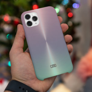 ピンクグリーン金属モノグラグラデーションム iPhone 16 PROケース