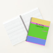 ピンクグリーン鮮やかイエローデザインパーソナライズ文字 ノートブック (内部)