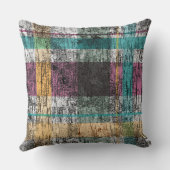 ピンクグリーン黄色樺の木格子模様 クッション (裏面)