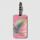 ピンクグリーン 熱帯の葉 ラゲッジタグ (正面縦)
