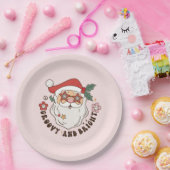 ピンクグルービーレトロクリスマス ペーパープレート (パーティー)