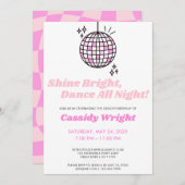 ピンクグルーヴィディスコ誕生日 招待状 (正面/裏面)