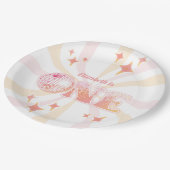 ピンクグルーヴィディスコ踊りクイーンファースト誕生日 ペーパープレート (アングル)