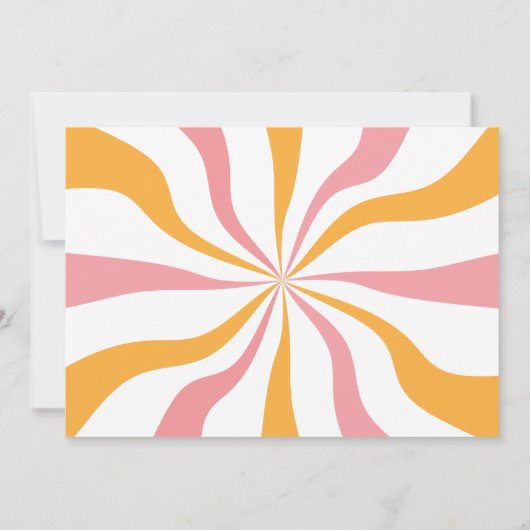 ピンクグルーヴィディスコ踊りクイーンファースト誕生日 招待状 (裏面)