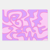 ピンクグルーヴィレトロフルードアートユニーク ラッピングペーパーシート (正面3)