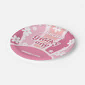 ピンクグルーヴィワンレトロレインボーデイジーファースト誕生日 ペーパープレート (アングル)