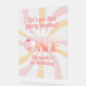 ピンクグルーヴィ踊りクイーン1stバースデーウェルカム アクリルサイン (傾斜)