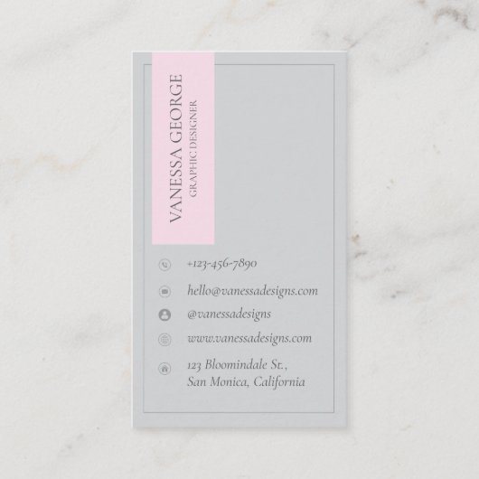 ピンクグレイエレガントキュートモノグラモダンムカスタム 名刺 (裏面)