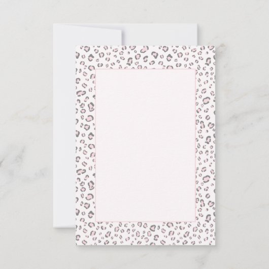 ピンクグレイパーソナライズされたヒョウ ノートカード (裏面)