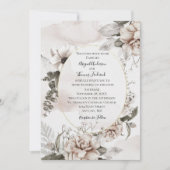 ピンクグレイフローラエレガントボフォーマル結婚タン 招待状 (正面)