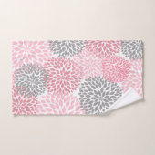 ピンクグレイフローラダリア花バスデコール バスタオルセット (ハンドタオル)