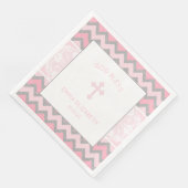 ピンクグレイ素朴ガールバプテスマ《キリスト教》洗礼式や命名式ナプキン (コーナー)