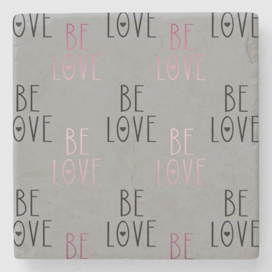 ピンクグレグラデーションービーラブハート ストーンコースター (正面)