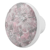 ピンクグレーおしゃれな大きな花 セラミックノブ (右)