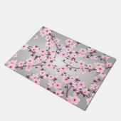 ピンクグレーさくらんぼの花フローラ ドアマット (アングル)
