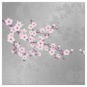 ピンクグレーさくらんぼの花模様織物 ファブリック (クローズアップ)