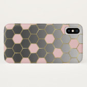 ピンクグレーとゴールドの六角形 モダンな華やかさ Case-Mate iPhoneケース (裏面(横))
