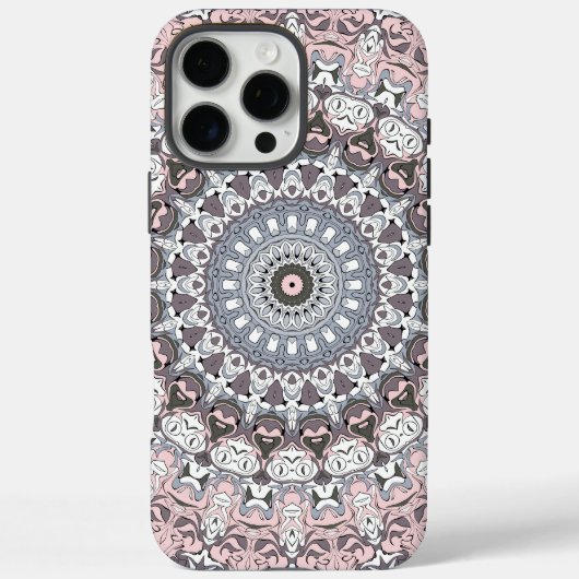 ピンクグレーとホワイトの曼荼羅模様 Case-Mate iPhoneケース (裏面)