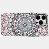 ピンクグレーとホワイトの曼荼羅模様 Case-Mate iPhoneケース (裏面 (横))