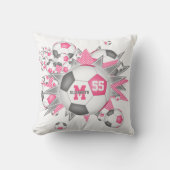 ピンクグレーのサッカーボールのパンクガーリーアウトスポーツデッキ クッション (正面)
