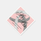 ピンクグレーのミスターとミセスのリング結婚ナプキン スタンダードカクテルナプキン (角)