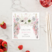 ピンクグレーアイボリードリームキャッチャーの羽 スタンダードカクテルナプキン (インサイチュ)