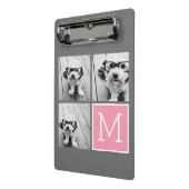 ピンクグレーインスタグラム写真コラージュカスタムモノグラム ミニクリップボード (アングル2)