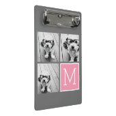 ピンクグレーインスタグラム写真コラージュカスタムモノグラム ミニクリップボード (アングル)