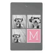 ピンクグレーインスタグラム写真コラージュカスタムモノグラム ミニクリップボード (裏面)