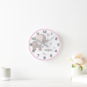 ピンクグレーエレファントハートウォール時計 ラウンド壁時計 (ホーム)