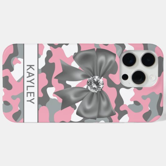 ピンクグレーカモフラージュデザイン オリジナルプリント Case-Mate iPhoneケース (裏面 (横))