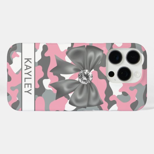 ピンクグレーカモフラージュ オリジナルデザイン Case-Mate iPhoneケース (裏面 (横))