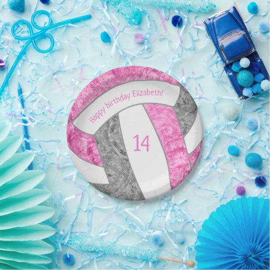 ピンクグレーガーリーバレーボール誕生日パーティー ペーパープレート (パーティー)