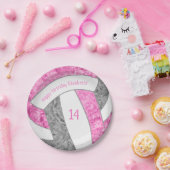 ピンクグレーガーリーバレーボール誕生日パーティー ペーパープレート (パーティー)