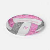 ピンクグレーガーリーバレーボール誕生日パーティー ペーパープレート (アングル)