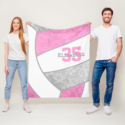 ピンクグレーガーリーバレーボールwアスリート名前をカスタムする フリースブランケット (インサイチュ)